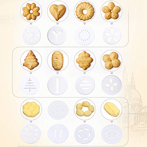 YIQI Kit de Pistolas de prensado de Cookie Maker - de Galletas Pistola de Bricolaje Decorativa Food Grade Biscuit Maker Set de decoración de Pasteles con 13 Discos y 6 Puntas de Hielo