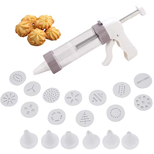 YIQI Kit de Pistolas de prensado de Cookie Maker - de Galletas Pistola de Bricolaje Decorativa Food Grade Biscuit Maker Set de decoración de Pasteles con 13 Discos y 6 Puntas de Hielo