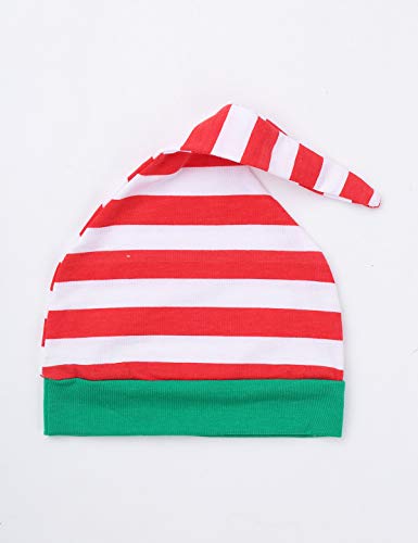 YiZYiF Disfraz Duende Elfo Bebé Pijamas Navideños Niños Niñas Conjunto de Navidad Algodón Suave 3Pcs Unisex Traje Navidad Infantil Camisa Pantalones Gorro Verde y Rojo 3-6 Meses