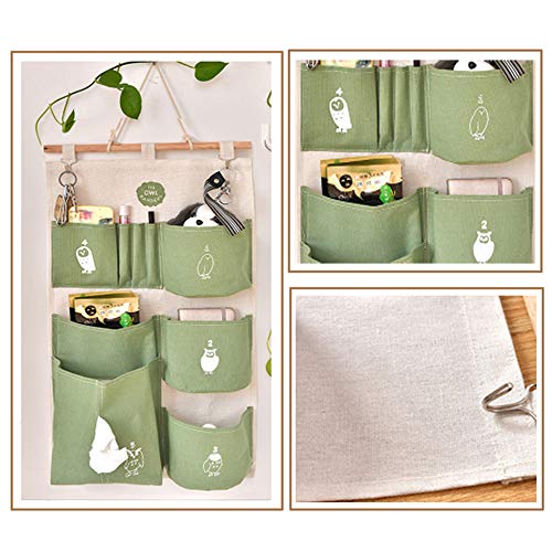 Ylinwtech Organizador Colgante,Bolsa de Almacenamiento Montada en La Pared,Bolsillo Bolsa de Almacenamiento Colgante,para Dormitorio,Cuarto de Baño,Armario,Cocina,35cm*60cm(Verde)