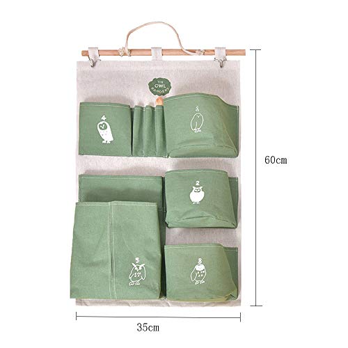 Ylinwtech Organizador Colgante,Bolsa de Almacenamiento Montada en La Pared,Bolsillo Bolsa de Almacenamiento Colgante,para Dormitorio,Cuarto de Baño,Armario,Cocina,35cm*60cm(Verde)