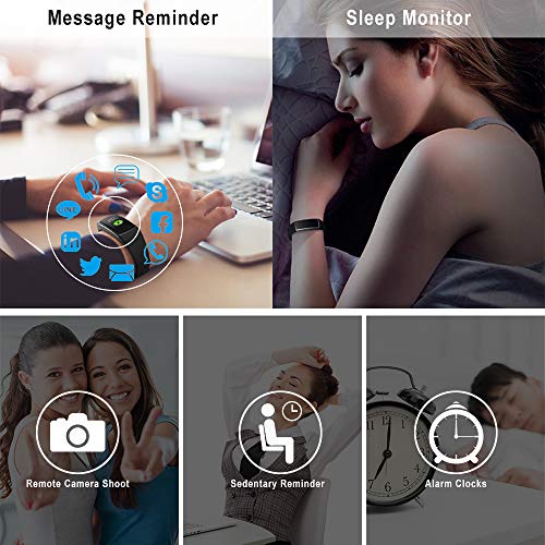 YONMIG Pulsera de Actividad, Pulsera Inteligente Impermeable IP68 con Pulsómetro y Presión Arterial, Monitor de Podómetros, Monitor de Calorías Notificación de Mensaje Deporte para iOS y Android