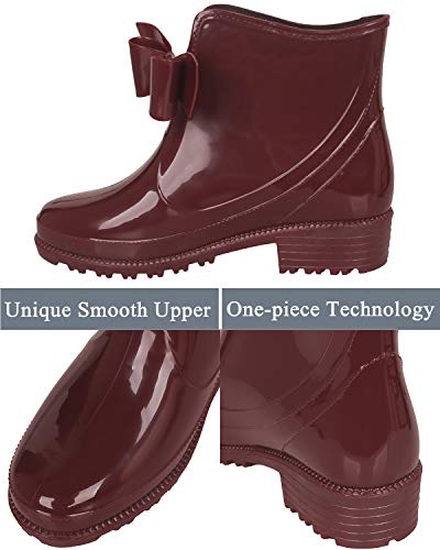 YOOEEN Botas de Agua Mujer Cortas Botas de Goma Antideslizante Botines de Lluvia Impermeables Zapatos de Jardín Elegante Calzado de Trabajo con Lindo Bowknot Talla 36-44