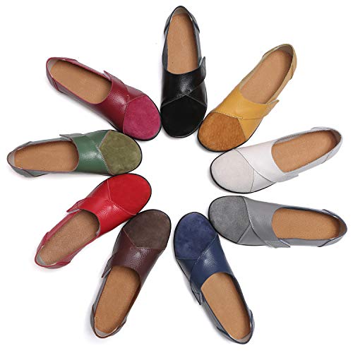 Yooeen Zapatos Mocasines Cómodos para Mujer Calzado de Trabajo Antideslizante Velcro Loafers Zapatos de Conducción