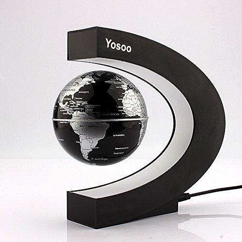 Yosoo C Forma Decoración Levitación Magnética Flotante Mapa del Mundo Globo Luz LED, globo flotante con LED luces de adornos para el hogar y la oficina