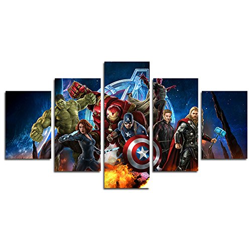 YspgArt - Lienzo para pintura de pared, 5 piezas Miracle Avenger ultron super héroe, pintura de pared para el hogar, sala de estar, oficina, regalo (Unframed)…