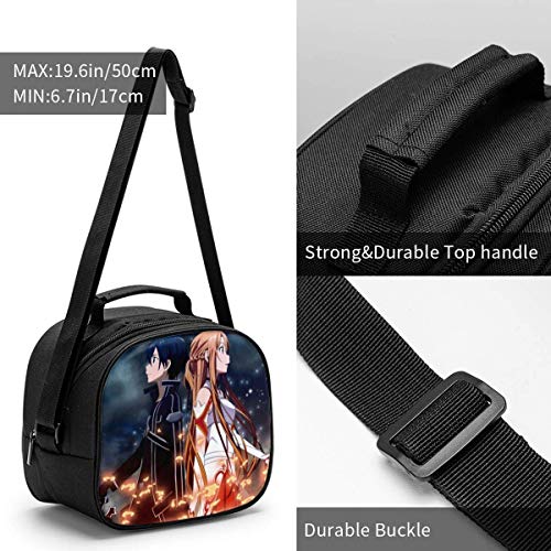 Yuanmeiju Sword Art Online Kirito y Asuna SAO Bolsa de lonchera aislada para niños Bolsas de asas Adecuado para empaque de refrigerios calientes y fríos Materiales seguros para loncheras