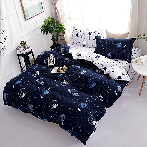 YuYang Juego de sábanas cómodas y Suaves Juego de Ropa de Cama con, Diseño planetario, 100% poliéster, antialérgico, Anti decoloración, impresión HD para Todo el Mundo 228_x_228_cm