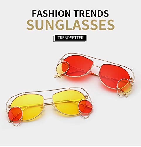 YWYU 2019 Nueva Personalidad Gafas de Sol Tendencia Unisex Street Flash Gafas de Sol Moda Irregular Marco de Metal (Color : E)