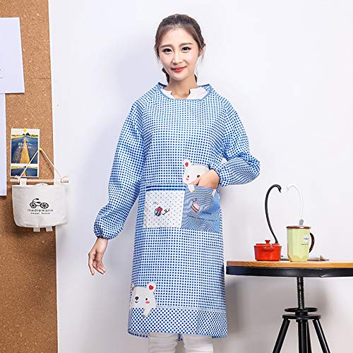 YXDZ Delantal Doméstico De Cocina De Manga Larga Anti-Aceite Anti-Apósito Vestido De Cocina De Moda Adulto Femenino Mono Coreano Púrpura