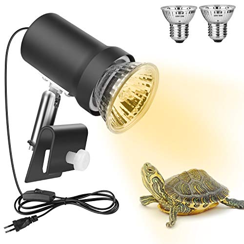 Zacro Lámpara para Tortuga, 360° Rotación Lámpara de Calor Reptil Anfibioss Lámpara de Cristal de Tortuga UVA (25W) UVB (50W), para Tortuga, Lagartos, Camaleones ect (para ≤1mm contenedor de Vidrio)