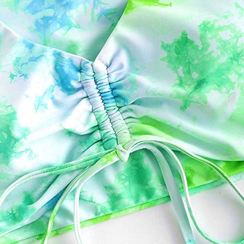 ZAFUL Tie Dye Cinched String Triangle Bikini Set verde-1 S