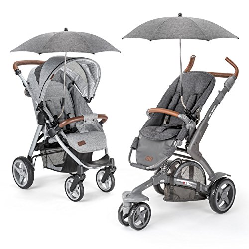 Zamboo - Sombrilla universal Carrito de bebé - Silla de paseo - Parasol flexible con soporte para tubos redondos y ovalados/Protección UV50+, 73 cm diámetro, color gris