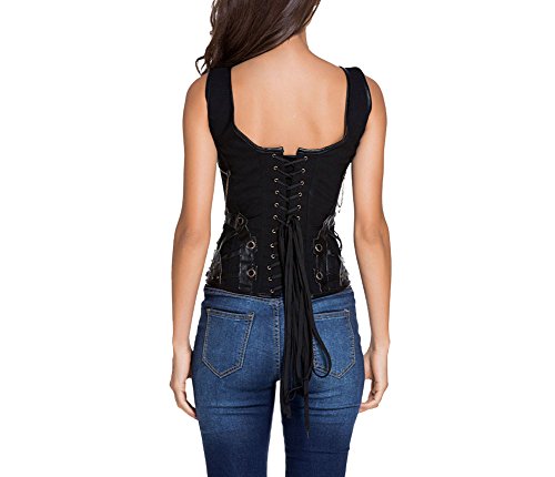 ZAMME Mujeres de Acero de 12 Huesos Encaje Steampunk Corset Top Shapewear