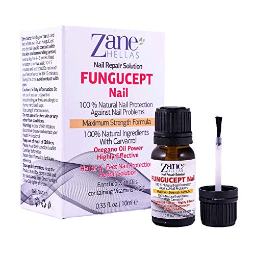 Zane Hellas FunguCept Nail. Solución de uñas micóticas. Solución de uñas de Hongos para uñas descoloridas, Gruesas, desmenuzadas y con Hongos. Resultados Visibles en 4 Semanas.0.33 oz -10ml