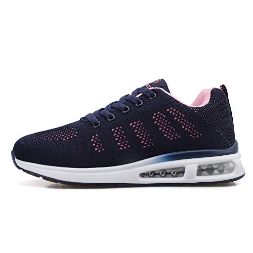 Zapatillas de Deporte atléticas para Mujer Zapatillas de Deporte con amortiguación de Aire Transpirable Moda Deportiva Gimnasio Jogging Tenis Entrenadores de Fitness Armada 38 EU