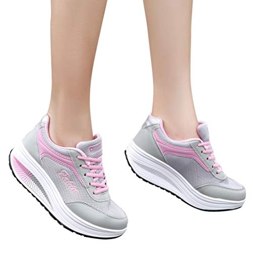 Zapatillas de Deportivo Plataforma para Mujer Otoño Invierno 2018 Moda PAOLIAN Calzado de Dama Casual Zapatos de Rejilla Suela Blanda Señora con Cordones Aire Libre y Deporte