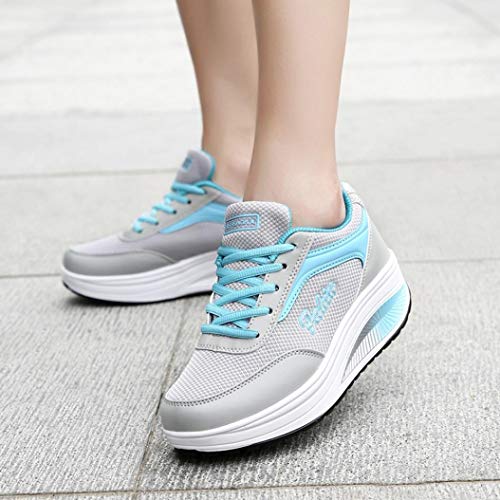 Zapatillas de Deportivo Plataforma para Mujer Otoño Invierno 2018 Moda PAOLIAN Calzado de Dama Casual Zapatos de Rejilla Suela Blanda Señora con Cordones Aire Libre y Deporte