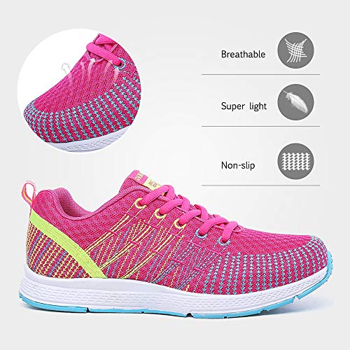 Zapatillas de Deportivos de Running para Mujer Gimnasia Ligero Sneakers Rosa-Amarillo 40