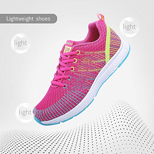 Zapatillas de Deportivos de Running para Mujer Gimnasia Ligero Sneakers Rosa-Amarillo 40