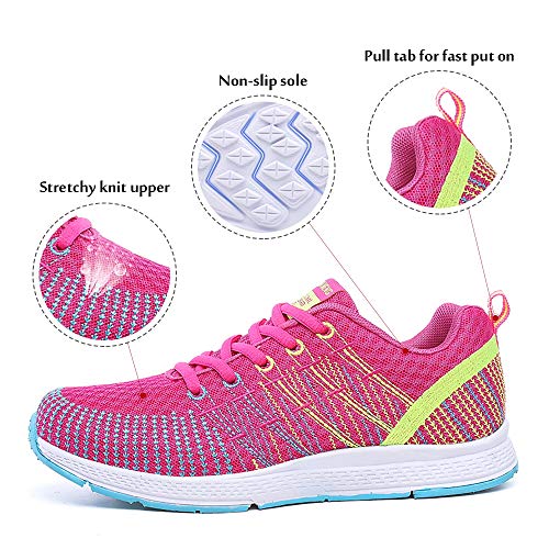 Zapatillas de Deportivos de Running para Mujer Gimnasia Ligero Sneakers Rosa-Amarillo 40