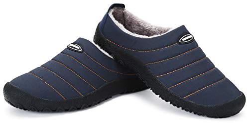 Zapatillas de Estar por Casa Mujer Hombre, Invierno Zapatos de Casa con Forro de Piel - Cálidas y Cómodas - con Suela Antideslizante para Exterior e Interior,Azul 40