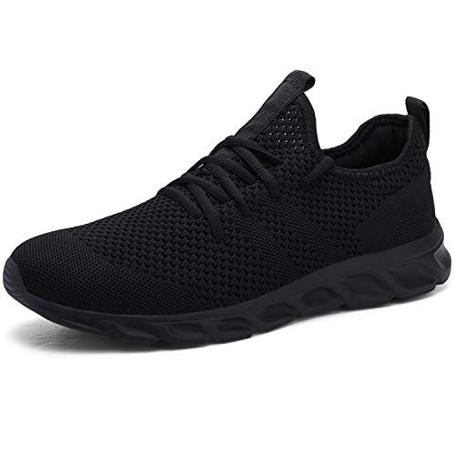 Zapatillas de Running para Hombre Casual Tenis Asfalto Zapatos Deporte Fitness Gym Correr Gimnasio Deportives Transpirables Seguridad Atlético Trekking Bambas Plataform Sneakers Negro 42 EU