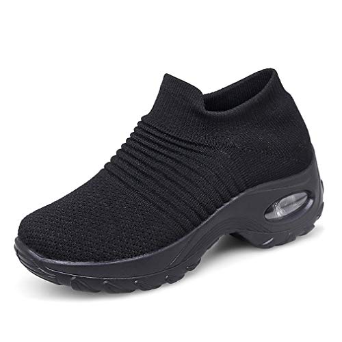 Zapatillas Deportivas de Mujer Gimnasio Zapatos Running Deportivos Fitness Correr Casual Ligero Comodos Respirable Negro Gris Morado 35-42 BK2 37