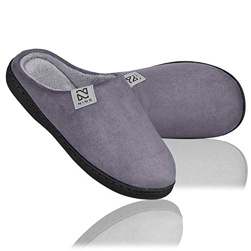 Zapatillas Hombre Mujer Invierno CáLido Zapatos Memory Foam Casa Antideslizante Pantuflas (Gris Oscuro, 42/43 EU)