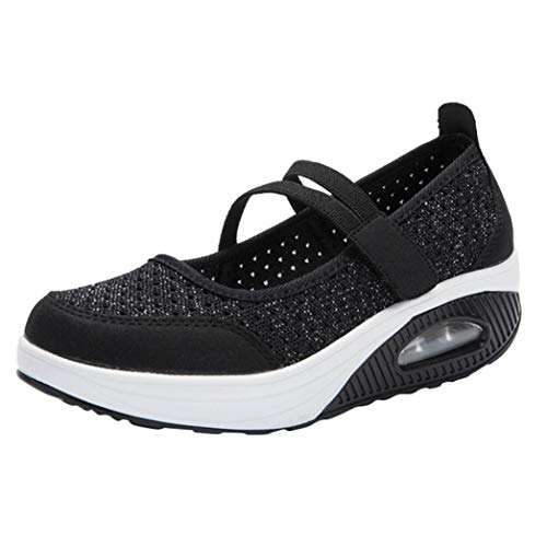 Zapatillas para Mujer Deportivo Verano Plataforma Cuña Merceditas 2018 Moda PAOLIAN Zapatos Casual Talla Grande Señora Calzado Trabajo Dama con Atado al Tobillo Tela Cómodos