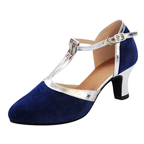 Zapatos de Baile/Zapatos Latinos para Mujer Casuales Zapatillas Hebilla Romanas Calzado de Danza Tacón Alto/Medio Mujeres Zapatos Vestir de Fiesta riou