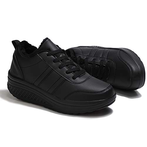 Zapatos Deporte Mujer Nieve Zapatillas de Deportivos Zapatos para Caminar Gimnasia Ligero Sneakers Invierno Plataforma Botas de Botines 37.5EU = Fabricante:38 Negro Q