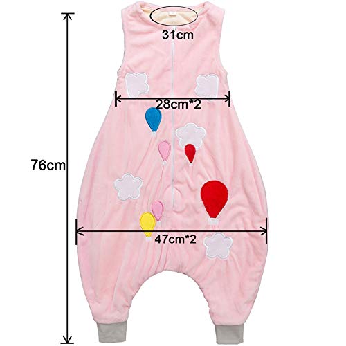 ZEEUPAI - Saco de Dormir con piernas de Franela para bebés niños infantíl Ropa Pijama niñas(S (1-3 años), Rosa-Globo)