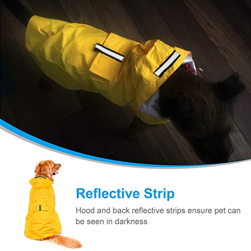 Zellar Impermeable para Perros con Capucha y Collar Agujero y Tiras reflectoras seguras, Ultra-Light Transpirable Impermeable 100% Chaqueta para Lluvia medianos Perro de Raza Grande