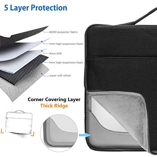 ZINZ Maletín 15 15,6 16 Funda Portátil Impermeable para 15-16 Pulgadas MacBook Pro 16 15, Surface Laptop 3 15,XPS 15 Laptop Ultrabook Netbook, DELL HP Lenovo Acer ASUS y más, Negro