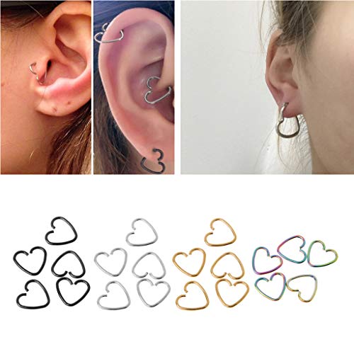 ZOOMY Pendiente en Forma de corazón Tragus Falso Aros Helix Cartílago Tragus Stud - Oro