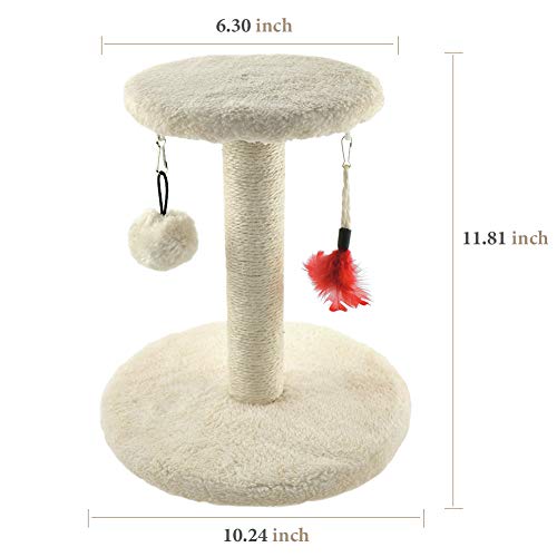 Zubita Rascadores para Gatos, Árbol para Gatos Arañazo Gatos Juguetes de Sisal Natural, Cat Toy Centro de Actividad para Gatitos, Color Beige, 28 * 28 * 29 CM