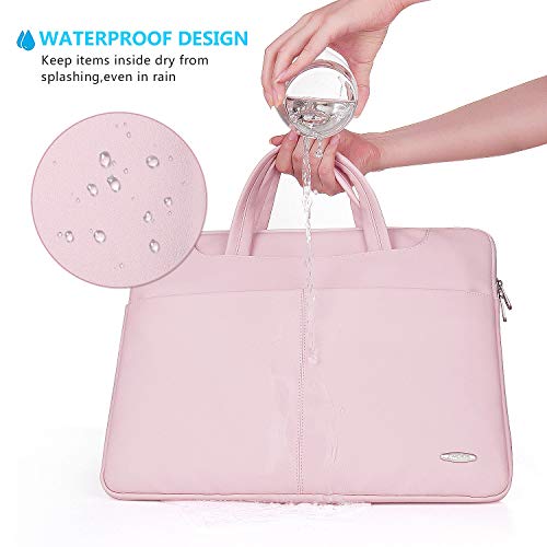 ZWOOS Maletin Portatil 15,6 Pulgadas, Resistente al Agua Maletín Mano Bolso Funda para Portátiles Compatible con MacBook Pro Retina/MacBook Air/Samsung/Lenovo/HP/Acer/ASUS/DELL (Rosa)