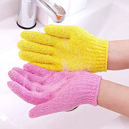 ZXGQF 4 pares Guantes exfoliantes, Guantes de baño, Guantes para el cuerpo de la ducha, Guantes de baño de lavado de doble cara para ducha Cuerpo Masaje de spa Eliminador de células de piel muerta