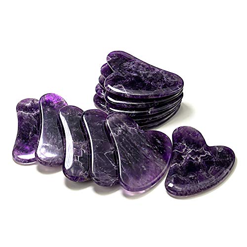 1 pieza Gua Sha Masaje Jade Natural Set Amatista, Piedra de Jade Gua Sha, placa de rascado, Masaje facial