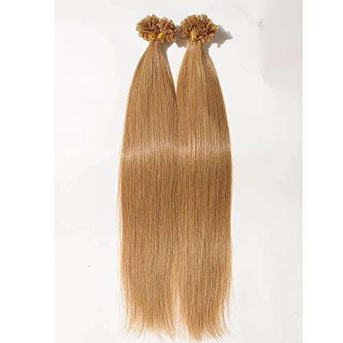 100% Remy Extensiones de Queratina Pelo Natural 50 X 1g - Extensiones de Cabello Humano U Tip/Nail Tip 40cm - 50g Marrón dorado #12