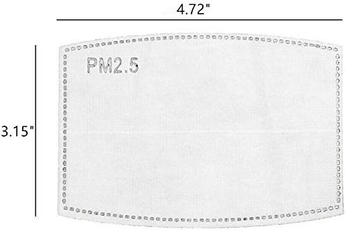 100 unidades PM2.5 Filtros de carbón activado 5 capas reemplazables de papel de filtro antiniebla