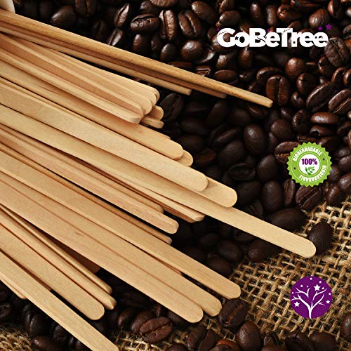 1000 paletinas de café de Madera. Palitos de café Desechables, Palitos removedores de café biodegradables de 11 cm de Longitud, agitadores de café y te.