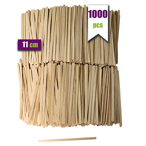 1000 paletinas de café de Madera. Palitos de café Desechables, Palitos removedores de café biodegradables de 11 cm de Longitud, agitadores de café y te.