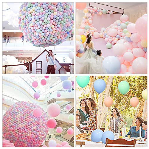 100pcs Macaron Globos(10 Inches) Globos Pastel de Latex + 1 x Cinta de Tira Decorativa de Columna de Arco(5M) + 3 x Cinta de Raso, Rollo de Raso Satén de Seda Decoración + 1 x Bomba de Globo