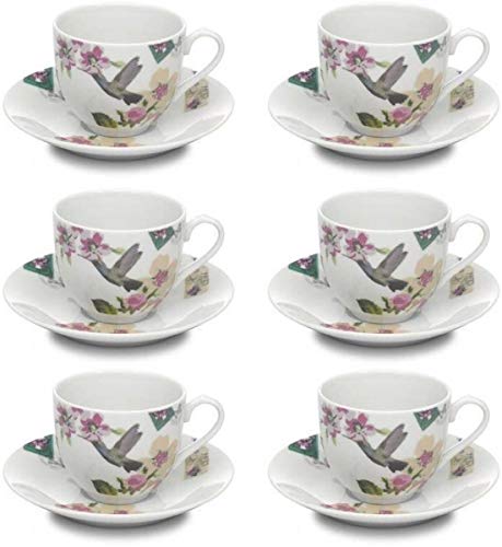 12 piezas. Accessorize Home - Juego de tazas de café y té (porcelana), color blanco