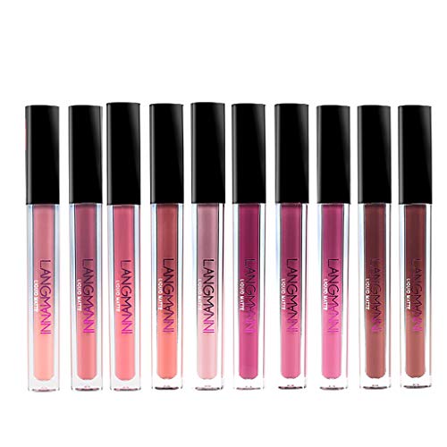 12PCs Perfilador De Labios + Líquido De Labios Brillante para Maquillaje De Belleza Barra De Labios Sets De Pintalabios Permanente para Boda, Citas y Club, Glossy Charm Duradero Lápiz Labial