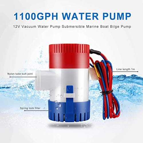 12V Bomba de Agua de vacío Bomba de achique Marina Sumergible para Barcos Bomba de Agua 1100GPH Utilizada en Bote hidroavión Casas de Motor Casas flotantes