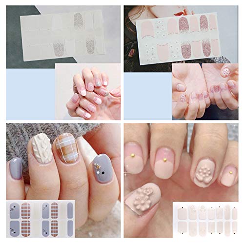 16 hojas envolturas de uñas adhesivos de esmalte de uñas calcomanías tiras de uñas diseño de etiqueta de uñas falsas conjunto de manicura