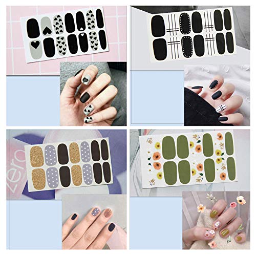 16 hojas envolturas de uñas adhesivos de esmalte de uñas calcomanías tiras de uñas diseño de etiqueta de uñas falsas conjunto de manicura